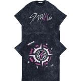 Fuddy Moda Oversize Stray Kids Sırt Baskılı Yıkamalı Tişört, Unisex Kore Müzik Grubu Retro T-Shirt - 3XL - Siyah
