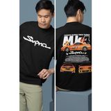 Fuddy Moda Oversize Toyota Supra Mk4 Sırt Baskılı Tişört, Erkek-Kadın Araba Temalı Couple T-Shirt - Siyah - 4XL