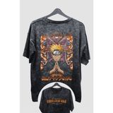 Fuddy Moda Oversize Uzumaki Naruto V2 Sırt Baskılı Yıkamalı T-Shirt, Unisex Anime Baskılı Retro Tişört - 2XL - Siyah