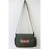 Fuddy Moda Slipknot Yazılı Postacı Çantası, Unisex Rock Band Baskılı Omuz Çantası - Haki - 38x25x9