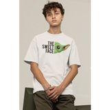 Fuddy Moda Starwars Grogu The Sweet Face Baskılı Tişört, Erkek-Kadın Baby Yoda Baskılı T-Shirt - Beyaz - 2XL