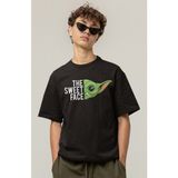 Fuddy Moda Starwars Grogu The Sweet Face Baskılı Tişört, Erkek-Kadın Baby Yoda Baskılı T-Shirt - Siyah - XS