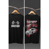 Fuddy Moda Street Racing Car Sırt Baskılı T-Shirt, Racing Araba Yarış Temalı Baskılı Tişört - Siyah - XS