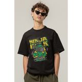 Fuddy Moda The Incredible Ninja Hulk Baskılı Tişört, Erkek-Kadın Marvel Film Temalı T-Shirt - Siyah - 2XL