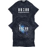 Fuddy Moda Unisex 11:11 Albüm Sırt Baskılı Yıkamalı T-Shirt, Oversize Chris Brown Temalı Retro Tişört - Siyah