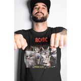 Fuddy Moda Unisex Ac Dc Highway To Hell Baskılı Tişört, Oversize Rock Band Kedi Temalı T-Shirt - Siyah - 4XL