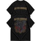Fuddy Moda Unisex Alter Bridge Blackbird Sırt Baskılı Tişört, Oversize Rock Band Temalı Bisiklet Yaka T-Shirt - Siyah - 4XL