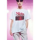 Fuddy Moda Unisex Anime Style Billie Eilish Baskılı Tişört, Oversize Müzik Temalı T-Shirt - Beyaz - XL