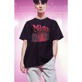 Fuddy Moda Unisex Anime Style Billie Eilish Baskılı Tişört, Oversize Müzik Temalı T-Shirt - Siyah - 3XL