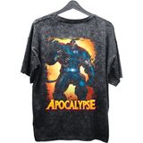 Fuddy Moda Unisex Apocalypse Baskılı Yıkamalı Tişört, Oversize Marvel Comics Baskılı Retro T-Shirt - 2XL - Siyah