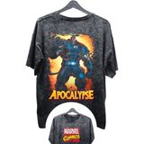 Fuddy Moda Unisex Apocalypse Baskılı Yıkamalı Tişört, Oversize Marvel Comics Baskılı Retro T-Shirt - XS - Siyah