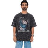 Fuddy Moda Unisex Avenged Sevenfold Nightmare Baskılı Yıkamalı T-Shirt, Oversize Rock Band Temalı Retro Tişört - Siyah - XL