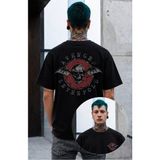 Fuddy Moda Unisex Avenged Sevenfold Sırt Baskılı Tişört, Oversize Rock Band Temalı Bisiklet Yaka T-Shirt - Siyah - XS