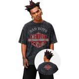 Fuddy Moda Unisex Bad Boys Mötley Crüe Girls Ense Baskılı Yıkamalı Tişört, Oversize Rock Band Temalı Tshirt - Siyah