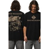 Fuddy Moda Unisex Bad Religion Sırt Baskılı Tişört, Oversize Punk Rock Band Temalı Bisiklet Yaka T-Shirt - Siyah - XS