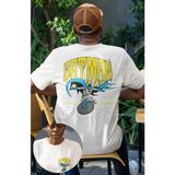 Fuddy Moda Unisex Batman The Caped Crusader Sırt Yazılı Tişört, Oversize Batman Baskılı T-Shirt - Beyaz