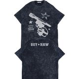 Fuddy Moda Unisex Bey Haw Ense Baskılı Yıkamalı T-Shirt, Oversize Beyonce Temalı Retro Tişört - Siyah