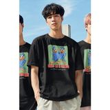 Fuddy Moda Unisex Birds Of A Feather Yazılı Tişört, Oversize Billie Eilish Şarkı Baskılı T-Shirt - Siyah - XS