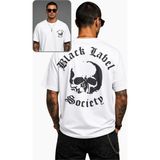 Fuddy Moda Unisex Black Label Society Skull Sırt Baskılı Tişört, Oversize Rock Band Temalı Tshirt - Beyaz - XL