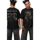 Fuddy Moda Unisex Black Sabbath Back To The Beginning Sırt Baskılı Tişört, Oversize Rock Band Temalı T-Shirt - Siyah - XS