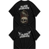 Fuddy Moda Unisex Black Sabbath Raven Sırt Baskılı Tişört, Oversize Rock Band Temalı Bisiklet Yaka T-Shirt - Siyah