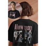 Fuddy Moda Unisex Blackpink How You Like That Sırt Baskılı Tişört, Oversize Kpop Temalı Bisiklet Yaka T-Shirt - Siyah - 2XL