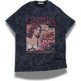 Fuddy Moda Unisex Call Me Hot, Not Pretty Yazılı Yıkamalı T-Shirt, Oversize Chappell Roan Temalı Retro Tişört - Siyah - 3XL
