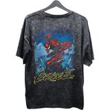 Fuddy Moda Unisex Carnage Baskılı Yıkamalı Tişört, Oversize Marvel Comics Baskılı Eskitme T-Shirt - Siyah