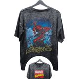 Fuddy Moda Unisex Carnage Baskılı Yıkamalı Tişört, Oversize Marvel Comics Baskılı Eskitme T-Shirt - XS - Siyah