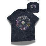 Fuddy Moda Unisex Chris Breezy Ense Baskılı Yıkamalı T-Shirt, Oversize Chris Brown Temalı Vintage Tişört - Siyah - 4XL