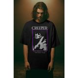 Fuddy Moda Unisex Creeper Baskılı Tişört, Oversize Rock Band Temalı Bisiklet Yaka T-Shirt - Siyah