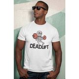 Fuddy Moda Unisex Deadlift Yazılı Tişört, Oversize Fitness Gym Temalı T-Shirt - Beyaz