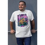 Fuddy Moda Unisex Def Leppard Animal Baskılı Tişört, Oversize Rock Band Temalı Bisiklet Yaka T-Shirt - Beyaz
