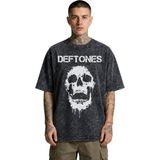 Fuddy Moda Unisex Deftones Horror Baskılı Yıkamalı Tişört, Oversize Rock Band Temalı Retro T-Shirt - Siyah - 2XL