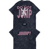 Fuddy Moda Unisex Do Not Jump Blackpink Sırt Baskılı Yıkamalı T-Shirt, Oversize Kpop Temalı Retro Tişört - Siyah - XL
