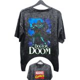 Fuddy Moda Unisex Doctor Doom Baskılı Yıkamalı Tişört, Oversize Marvel Comics Baskılı Retro T-Shirt - XS - Siyah