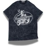 Fuddy Moda Unisex Femininomenon Yazılı Yıkamalı T-Shirt, Oversize Chappell Roan Temalı Vintage Tişört - Siyah - XL