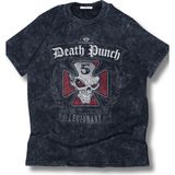 Fuddy Moda Unisex Five Finger Death Punch Baskılı Yıkamalı Tişört,oversize Rock-Metal Baskılı Vintage T-Shirt - XS - Siyah