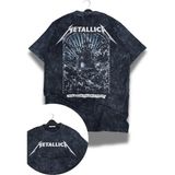 Fuddy Moda Unisex For Whom The Bell Tolls Sırt Baskılı Yıkamalı T-Shirt,oversize Metallica Temalı Retro Tişört - Siyah