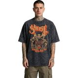Fuddy Moda Unisex Ghost Baskılı Yıkamalı Tişört, Oversize Rock Metal Band Temalı Vintage Tshirt - Siyah - 3XL