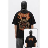 Fuddy Moda Unisex Ghost Iv Sırt Baskılı Bisiklet Yaka Tişört, Oversize Rock Band Temalı Tshirt - Siyah