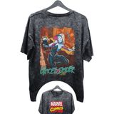 Fuddy Moda Unisex Ghost Spider Baskılı Yıkamalı Tişört, Oversize Marvel Comics Baskılı Vintage T-Shirt - XS - Siyah