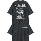 Fuddy Moda Unisex Gorillaz Gitarist Noodle Sırt Baskılı Yıkamalı Tişört, Oversize Rock Band Temalı Tshirt - Siyah - XL