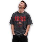 Fuddy Moda Unisex Gorillaz Noodle Baskılı Yıkamalı Tişört, Oversize Rock Band Temalı Retro Tshirt - Siyah - XS