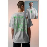 Fuddy Moda Unisex Green Billie Eilish Sırt Yazılı Tişört, Oversize Billie Logo Baskılı T-Shirt - Beyaz