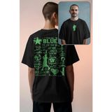 Fuddy Moda Unisex Green Billie Eilish Sırt Yazılı Tişört, Oversize Billie Logo Baskılı T-Shirt - Siyah - 3XL