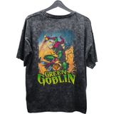 Fuddy Moda Unisex Green Goblin Baskılı Yıkamalı Tişört, Oversize Marvel Comics Baskılı Retro T-Shirt - 3XL - Siyah