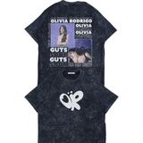 Fuddy Moda Unisex Guts Sour Sırt Baskılı Yıkamalı T-Shirt, Oversize Olivia Rodrigo Temalı Retro Tişört - Siyah - 2XL