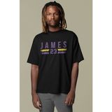Fuddy Moda Unisex James 23 Baskılı T-Shirt, Oversize Basketbol Temalı Tişört - 2XL - Siyah