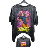Fuddy Moda Unisex Jean Grey Baskılı Yıkamalı Tişört, Oversize Marvel Comics Baskılı Retro T-Shirt - 2XL - Siyah